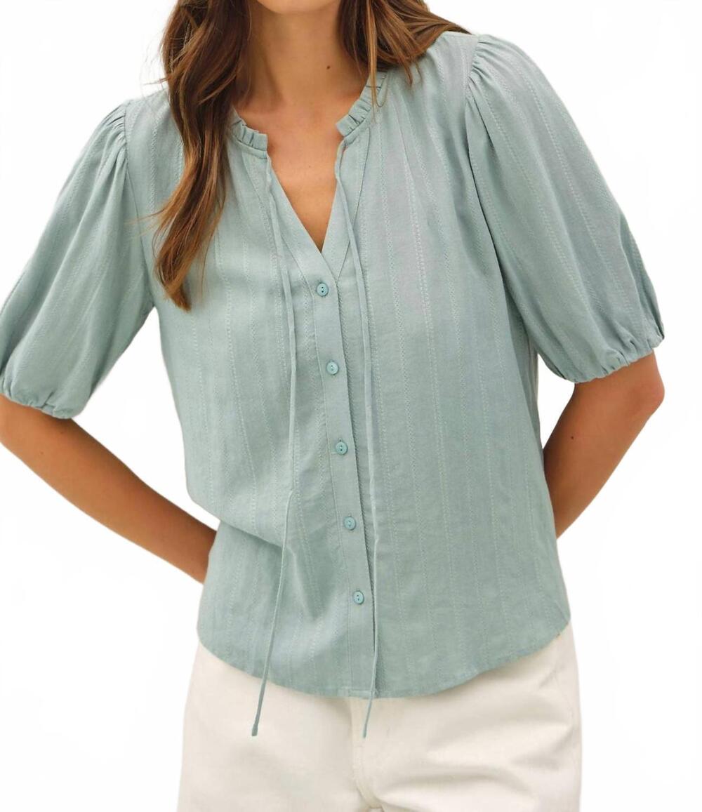 NEW BE COOL clarissa linen blouse in green